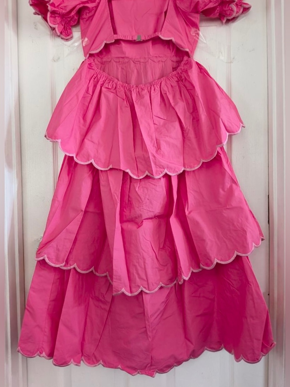 ENGLISH FACTORY Scallop Puff Sleeve Tiered Maxi Dress - Picture 13 of 15